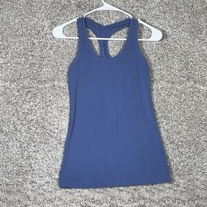 Lululemon Power Y Tank Top Women's 6 Blue Built In Bra Racerback Yoga Gym